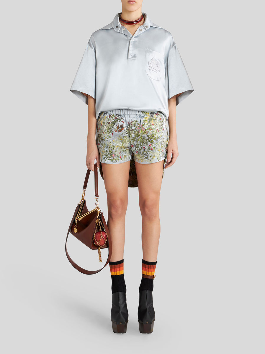 Etro Landscape Jacquard Shorts In Gray