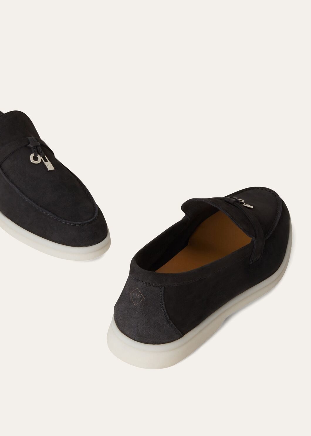 Loro Piana Summer Charms Walk Mokasin Shoes In Caviar Color