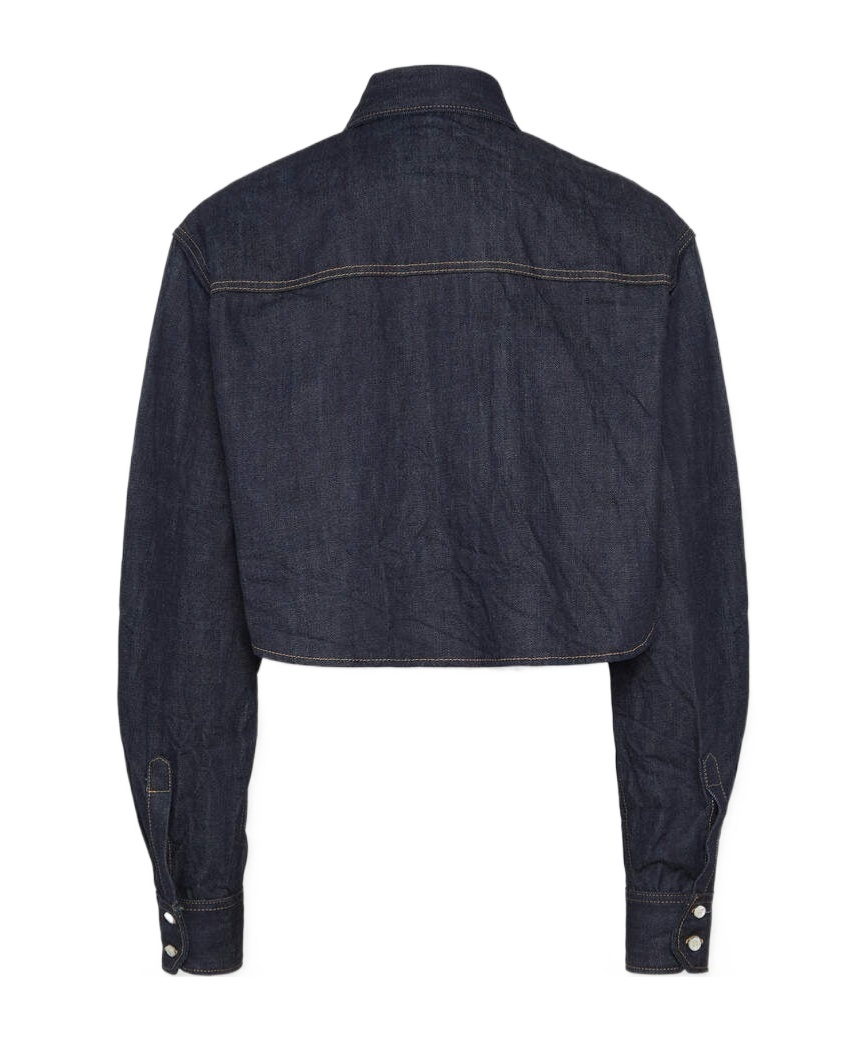 Dsquared2 Icon Logo Embroidered Denim Shirt In Blue