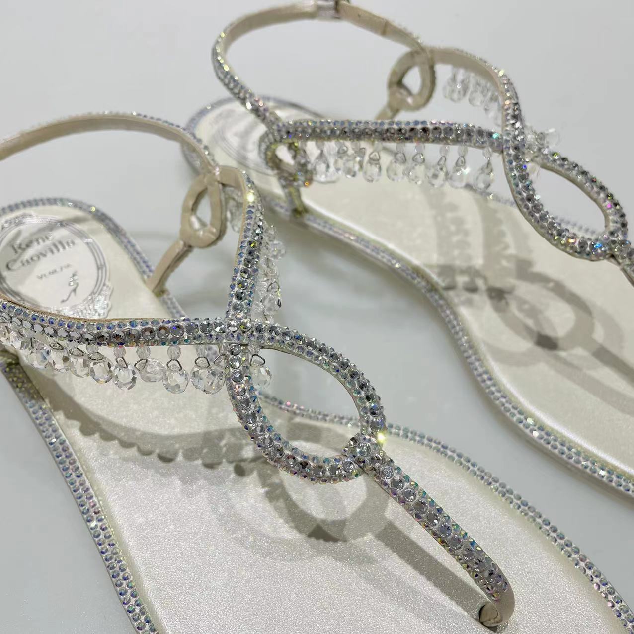 René Caovilla Toe-pinched Water Drill Sandals In Gray