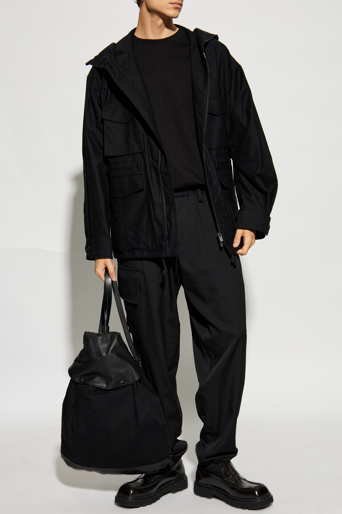 Shop Yohji Yamamoto Long-sleeved Casual Jacket In Black