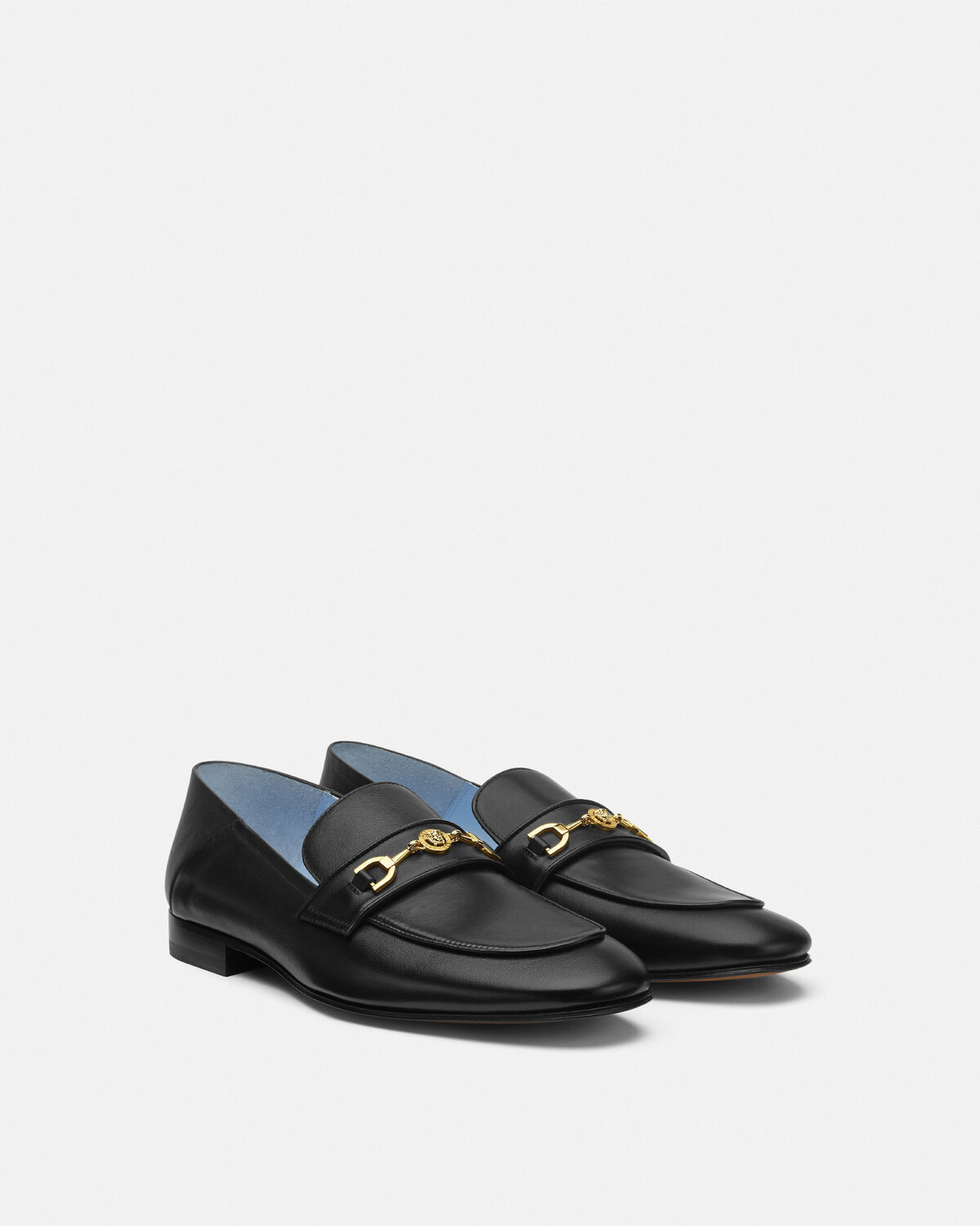 Versace Medusa-plaque Leather Loafers In Black