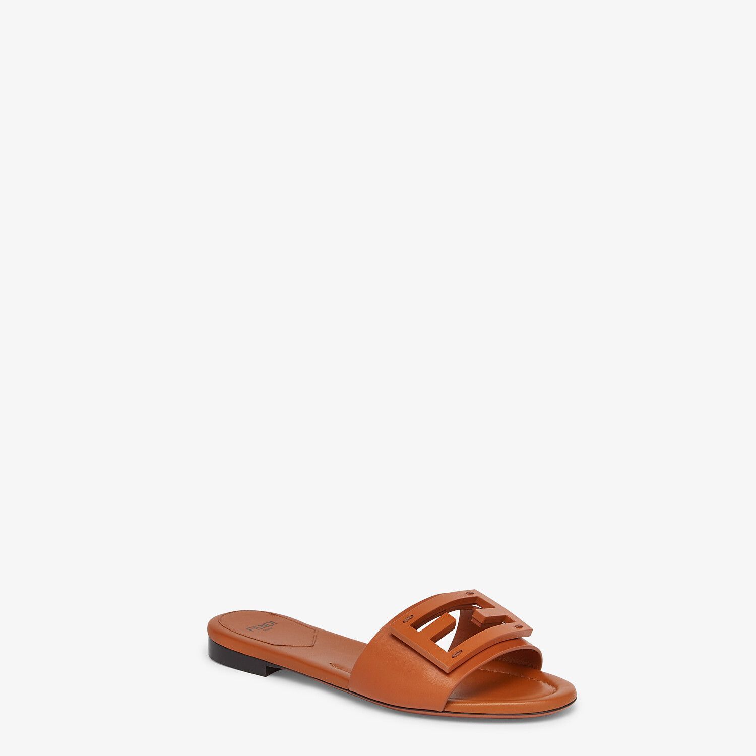 Fendi Ff Tube Medallion Flat Sandals In Brown