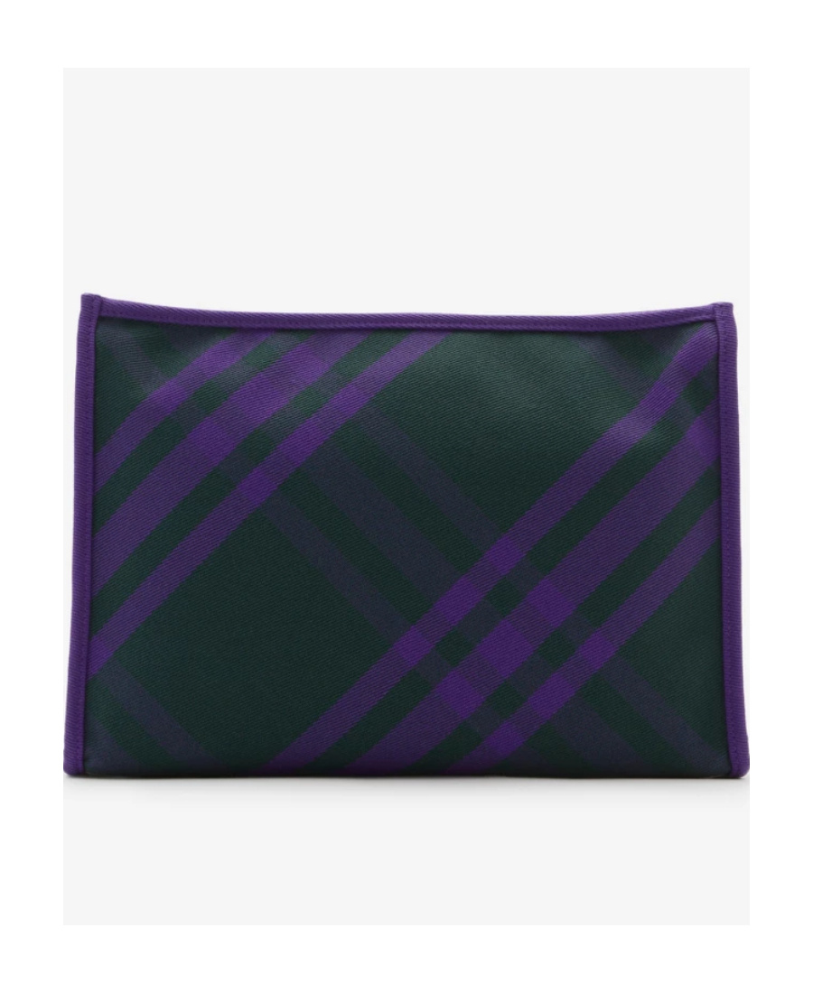 Burberry Canvas Shopping Clutch With Contrasting Trim In Purple
