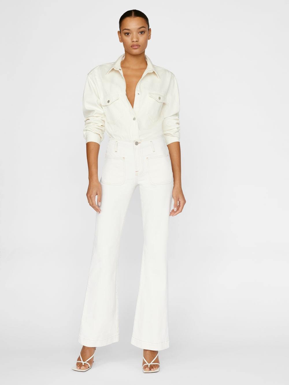 Frame Long-sleeved Buttoned Shirt In White