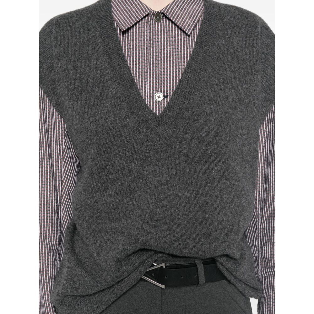 Shop Pinko V-neck Fine-knit Gilet In Black