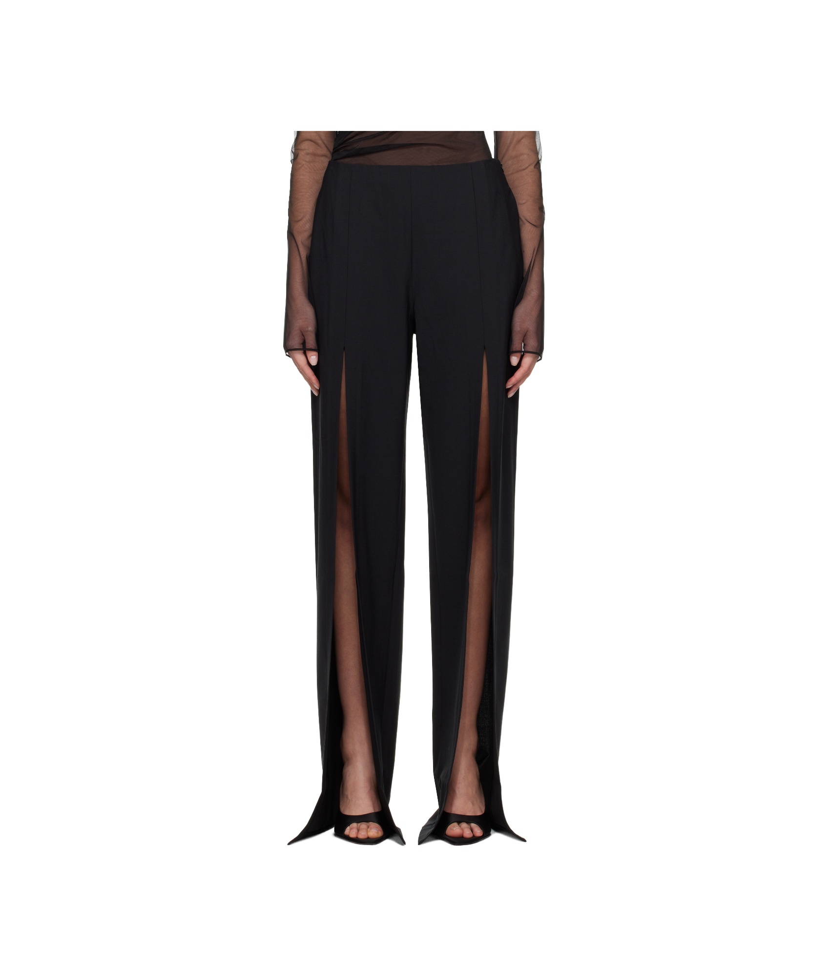 Nensi Dojaka High-waisted Black Trousers With Tailored Silhouette In Black