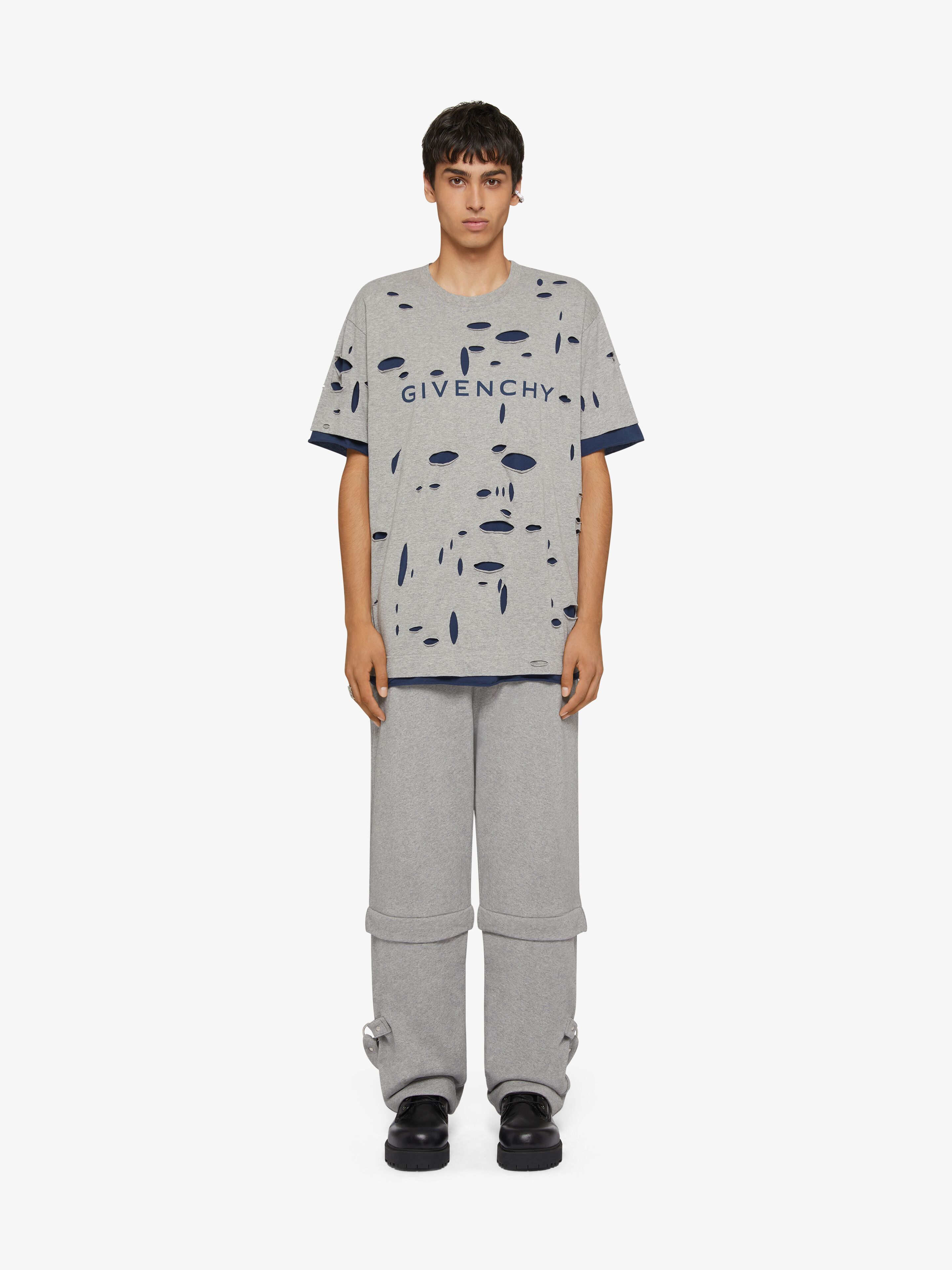 Shop Givenchy Oversized T-shirt In Destroyed Cotton In Gray
