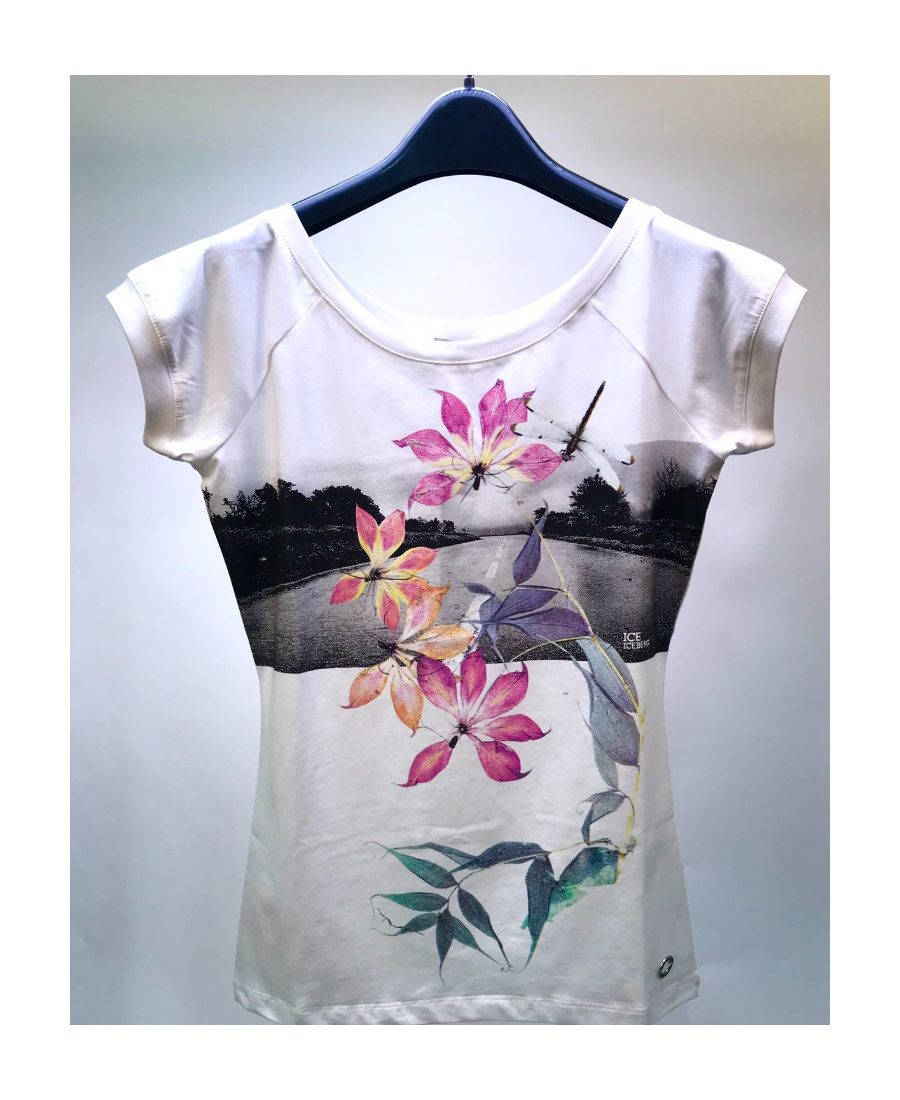 Shop Iceberg T-shirt With Round Neck And Short Sleeves In White