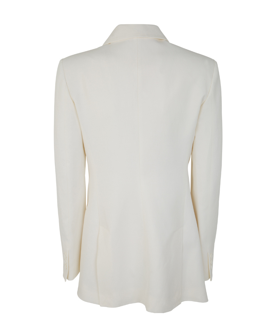 P.a.r.o.s.h Double-breasted Linen-blend Blazer In White