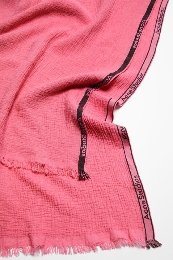 Shop Acne Studios Jacquard-logo Seersucker Scarf In Pink