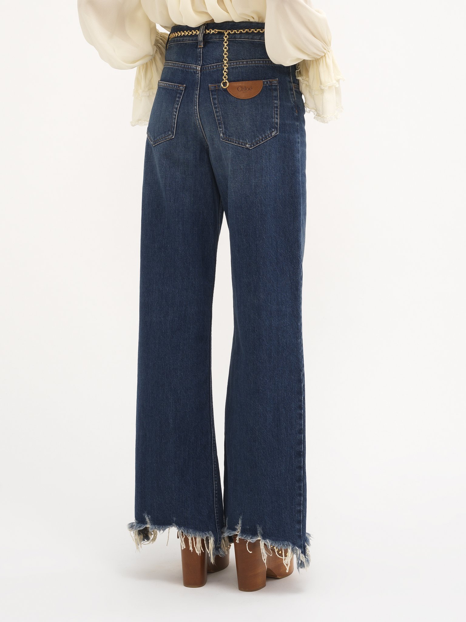 Chloé High-rise Wide-leg Raw-hem Denim Trousers In Blue