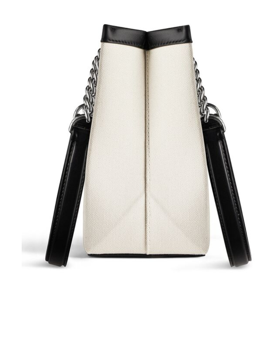 Balenciaga Ivory Canvas M Duty Free Shopping Bag In Black