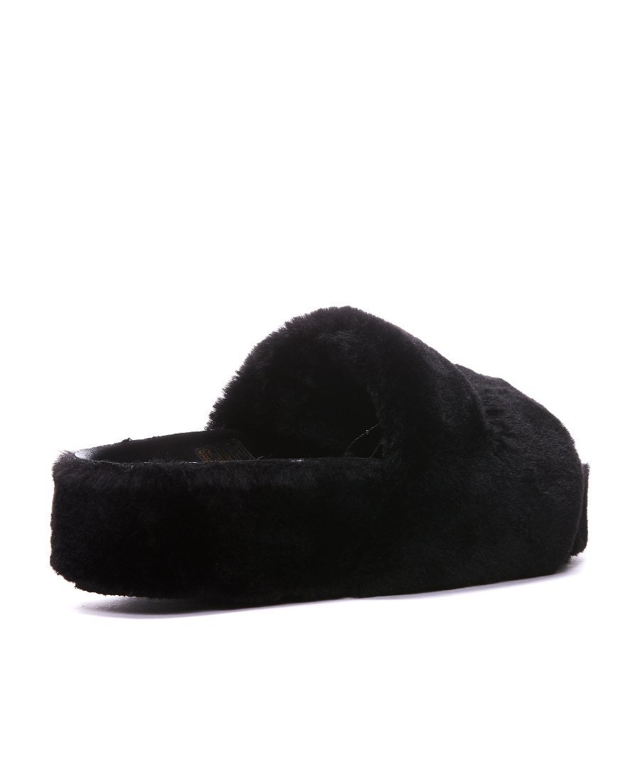 Stella Mccartney Faux Fur Slides In Black