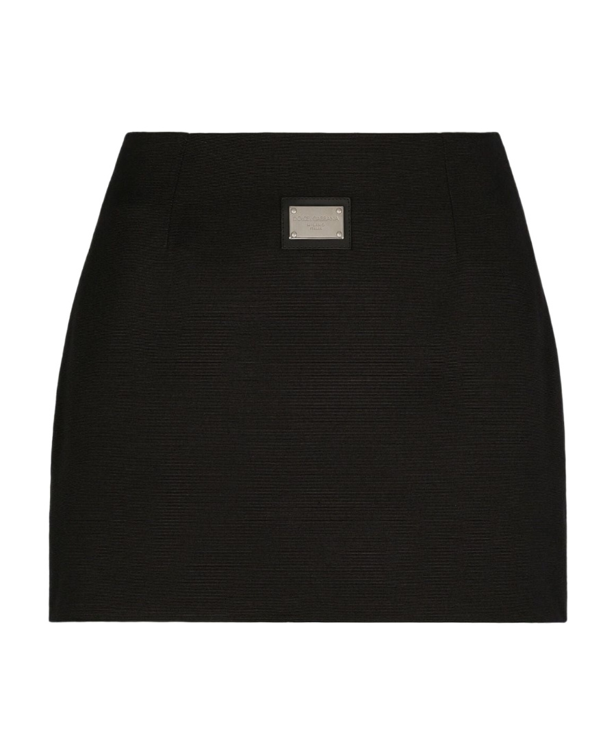 Dolce & Gabbana Logo-plaque High-waisted Miniskirt In Black