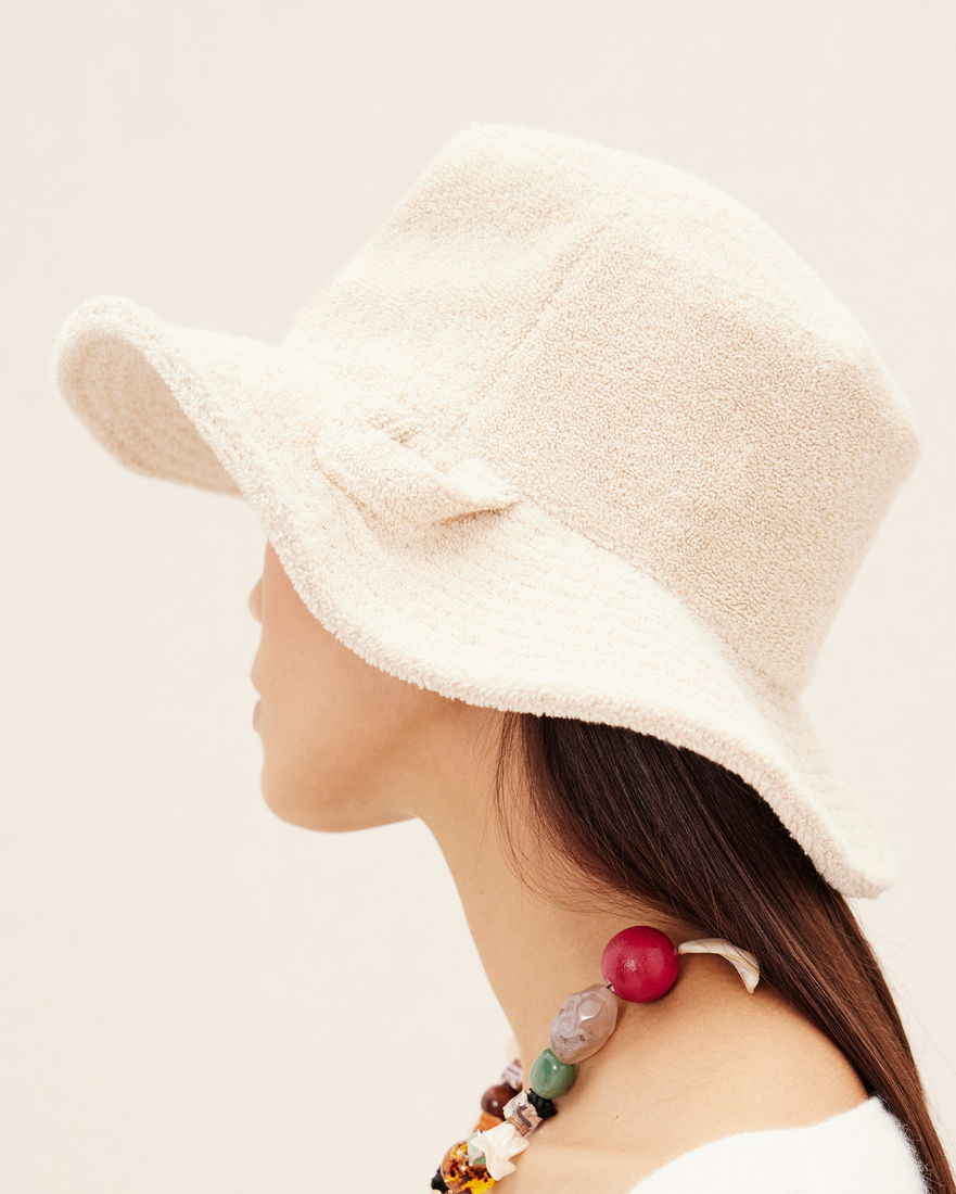 Jacquemus Le Bob Bandho Terry-cloth Bucket Hat In Nude