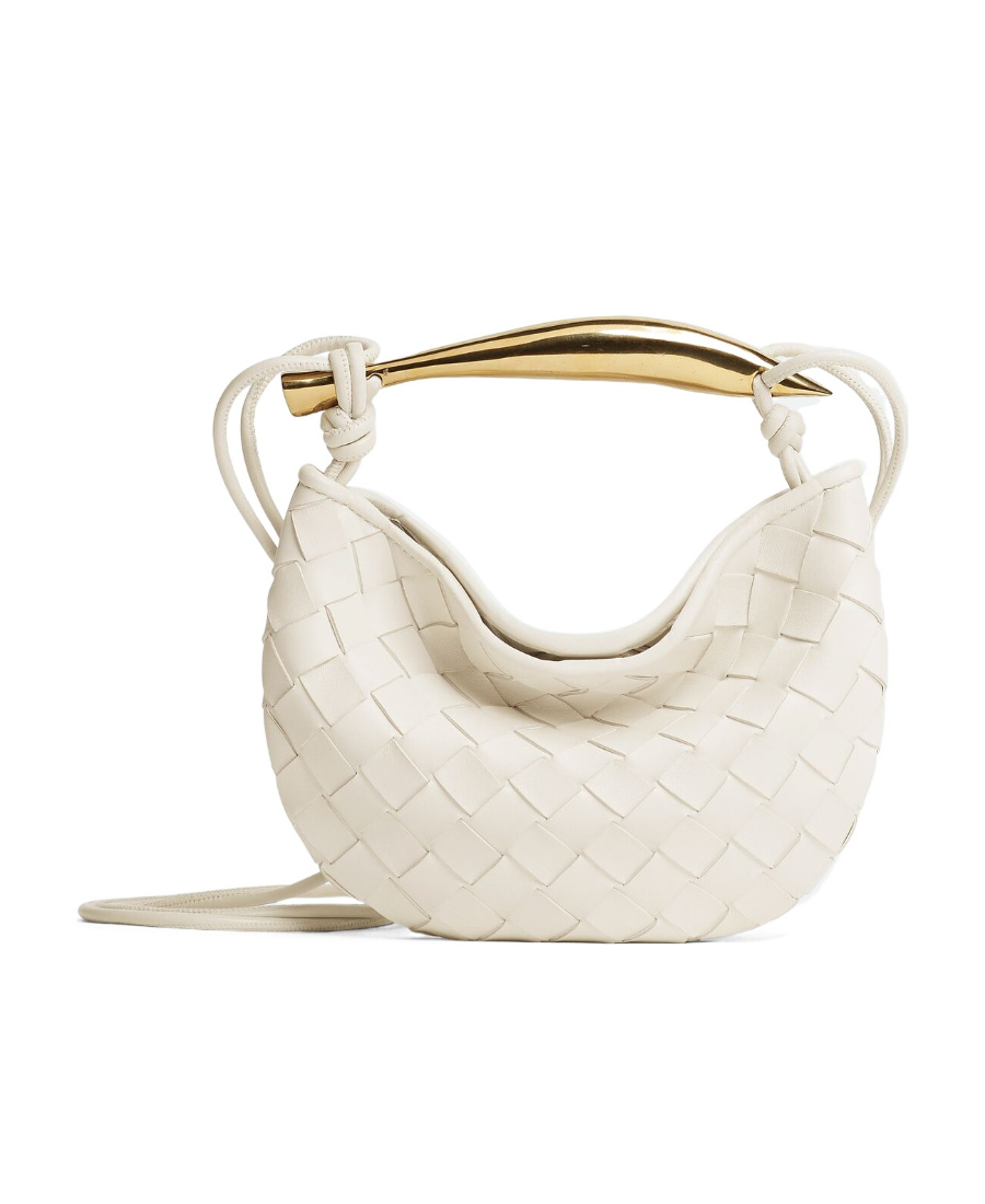 Bottega Veneta Mini Sardine Intrecciato Top-handle Bag In White