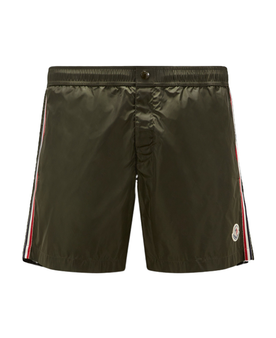 Moncler Army Green Nylon Swimming Shorts In Green