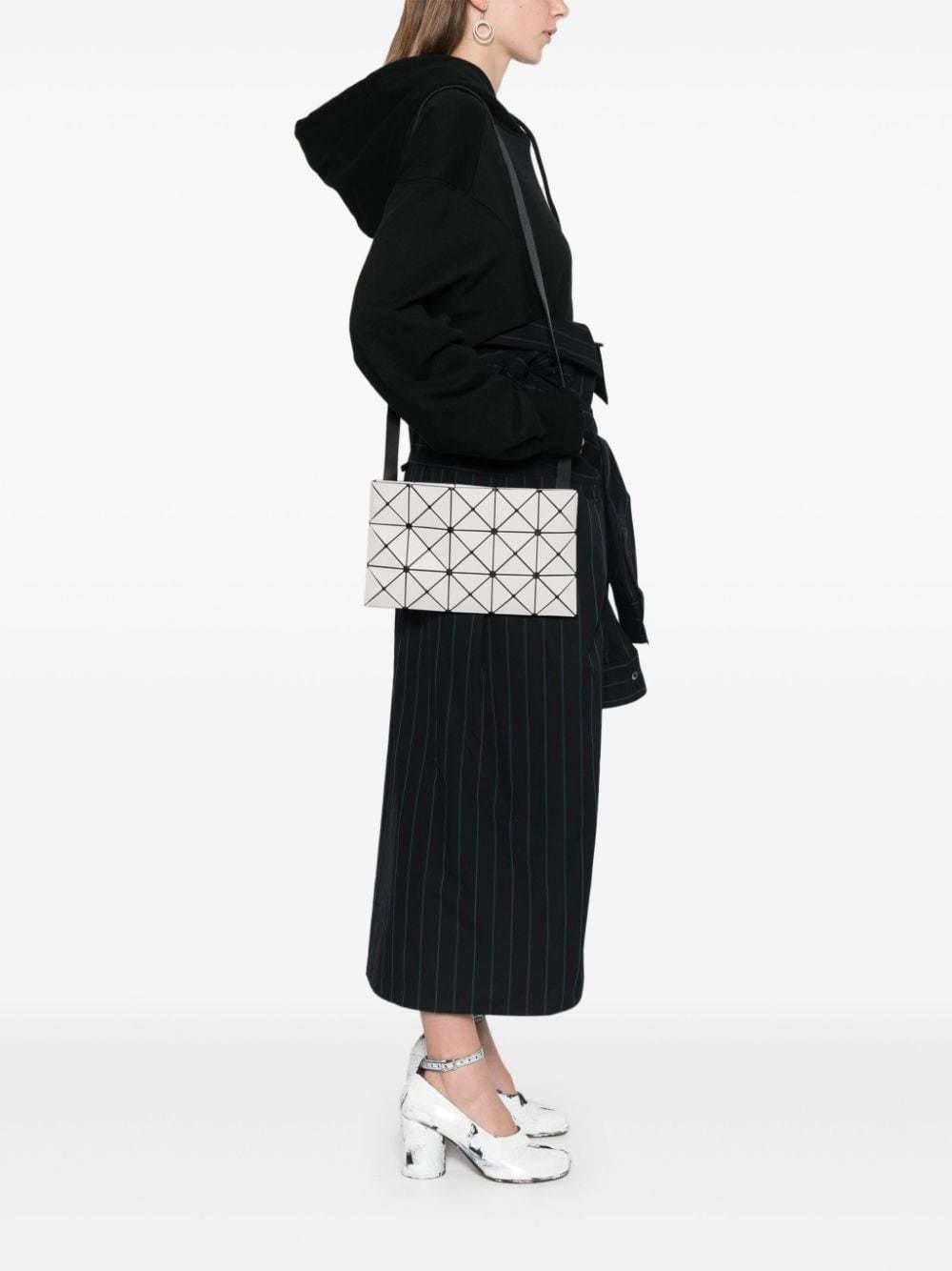 Bao Bao Issey Miyake Gray Carton Matte Shoulder Bag In White