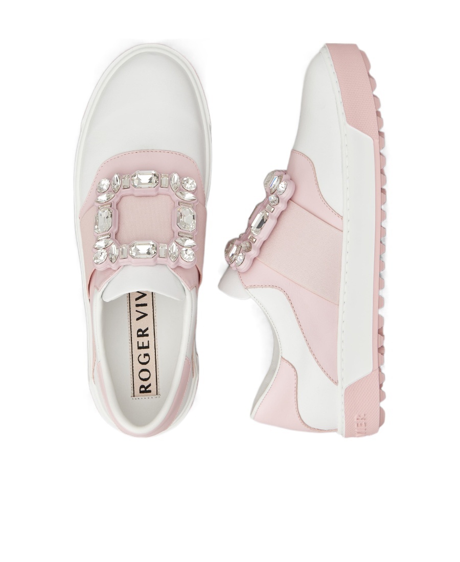 Shop Roger Vivier Very Vivier Diamond-button Sneakers In Nude