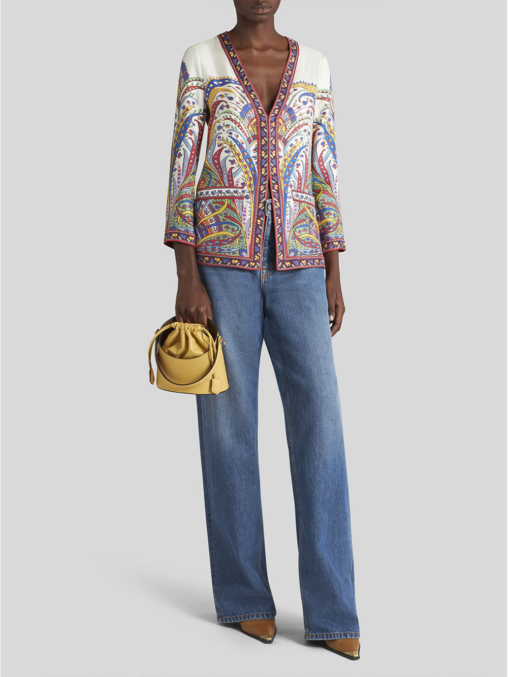 Etro Floral-print Silk Jacket In White