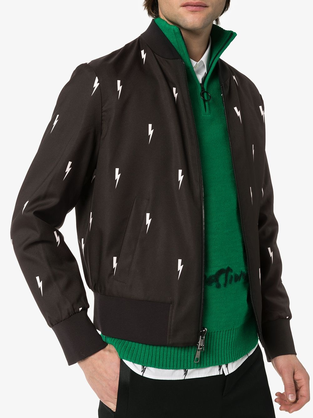 Neil Barrett Long-sleeved Zipper Casual Jacket In Black