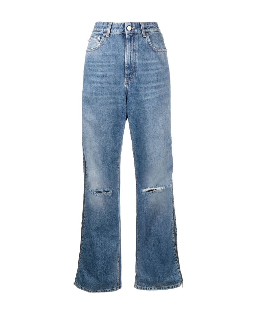 Stella Mccartney Stella Mc Cartney Straight Leg Jeans With Zippers In Blue