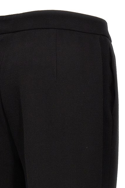 Moschino Wide-leg Wool Blend Crepe Pants With Central Pleat In Black