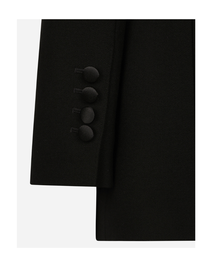 Dolce & Gabbana Giacca Dolce Lunga Monopetto In Cady Di Lana In Black