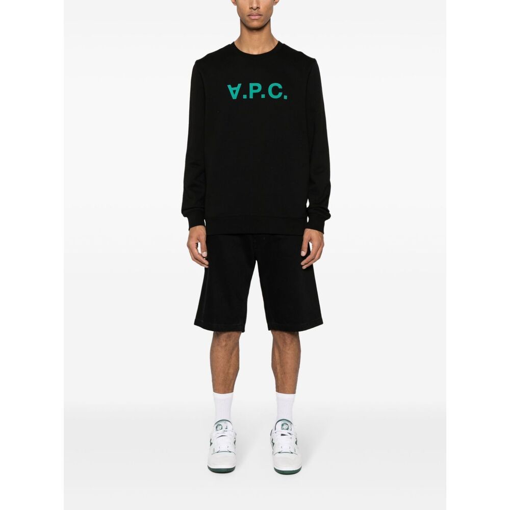 Apc A.p.c. Upside Down Logo Printed Crewneck Sweater In Black