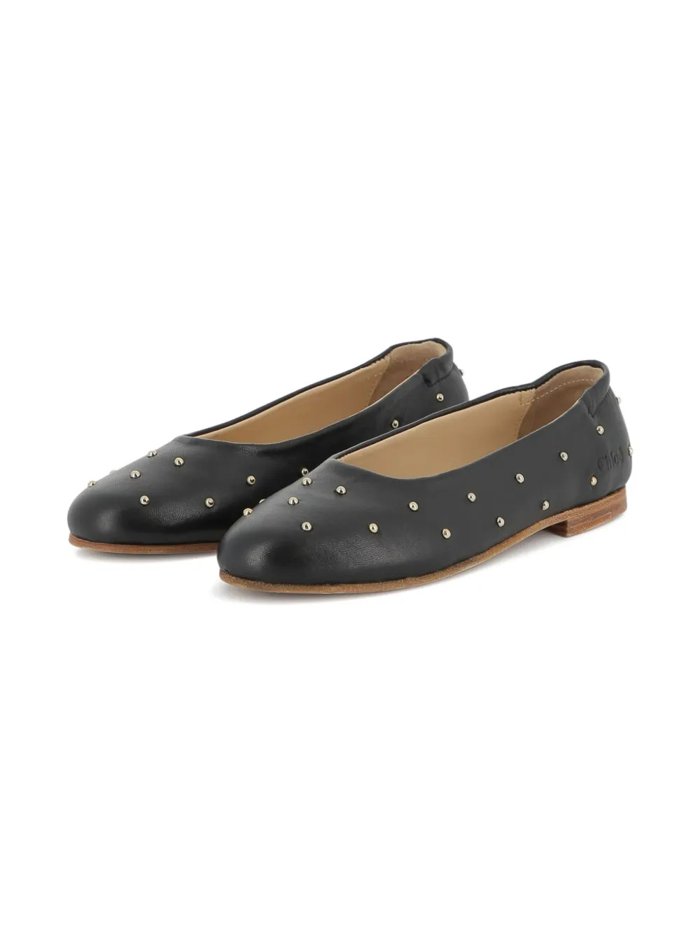Chloé Black Ballet Flats With Small Studs In Black