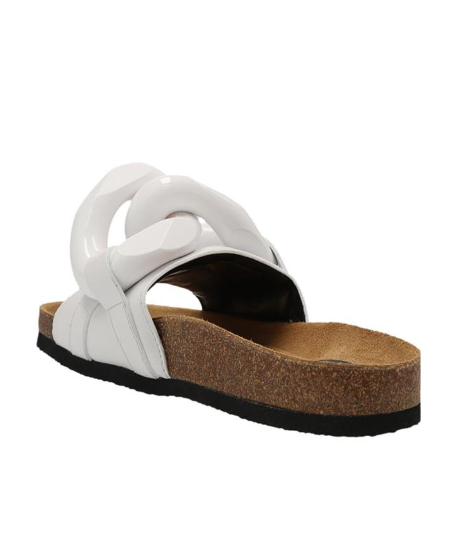 Jw Anderson J. W.anderson Solid Color Leather Sandals With Maxi Chain In White