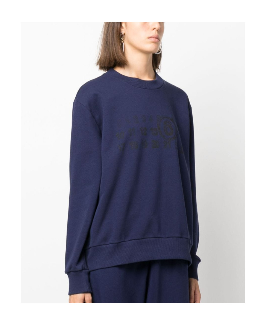 Shop Mm6 Maison Margiela Numbers-motif Jersey Sweatshirt In Blue