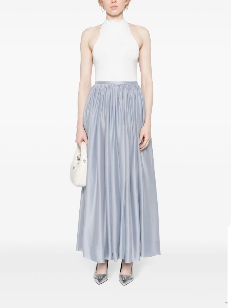 Giorgio Armani Silk Maxi Skirt In Gray