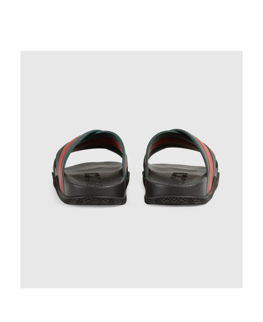 Gucci Web Slide Sandals In Green