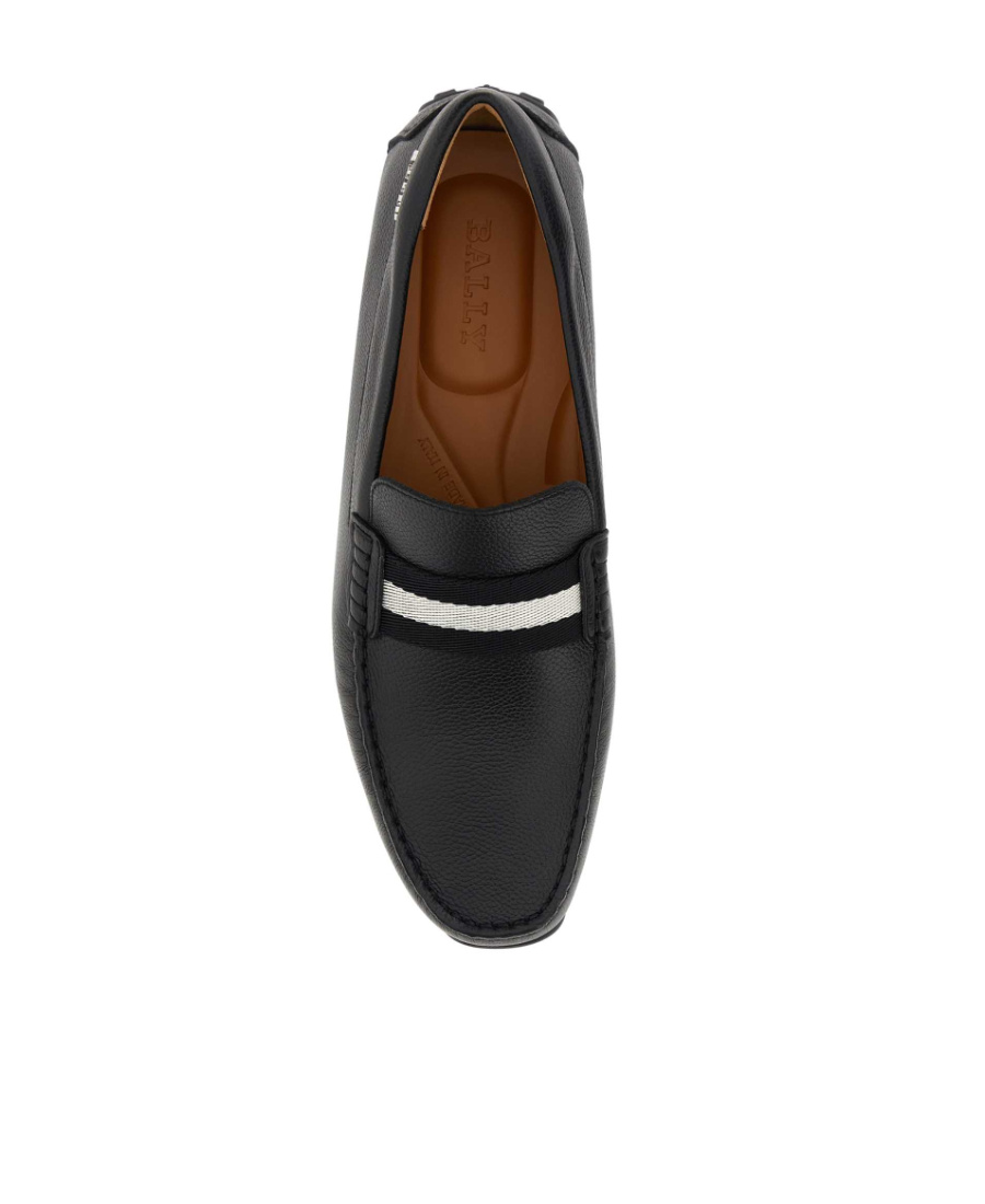 Bally Pilot Driver In Grained Leather Wide Foot Morphology In Black