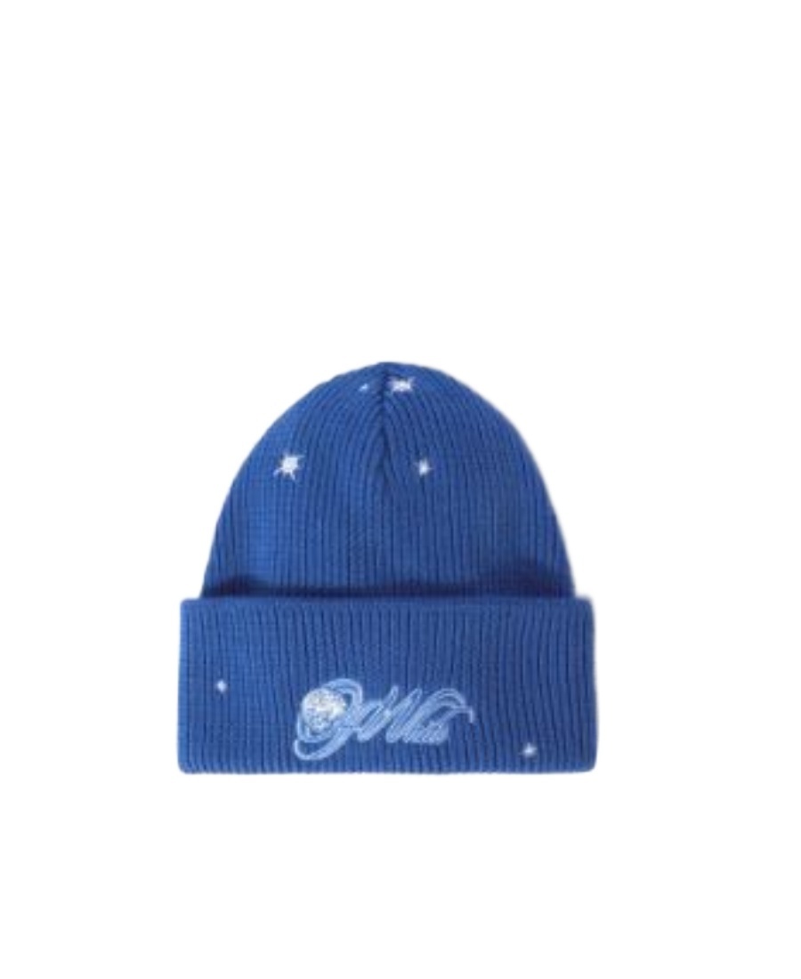 Off-white Embroidered Wool Beanie In Blue