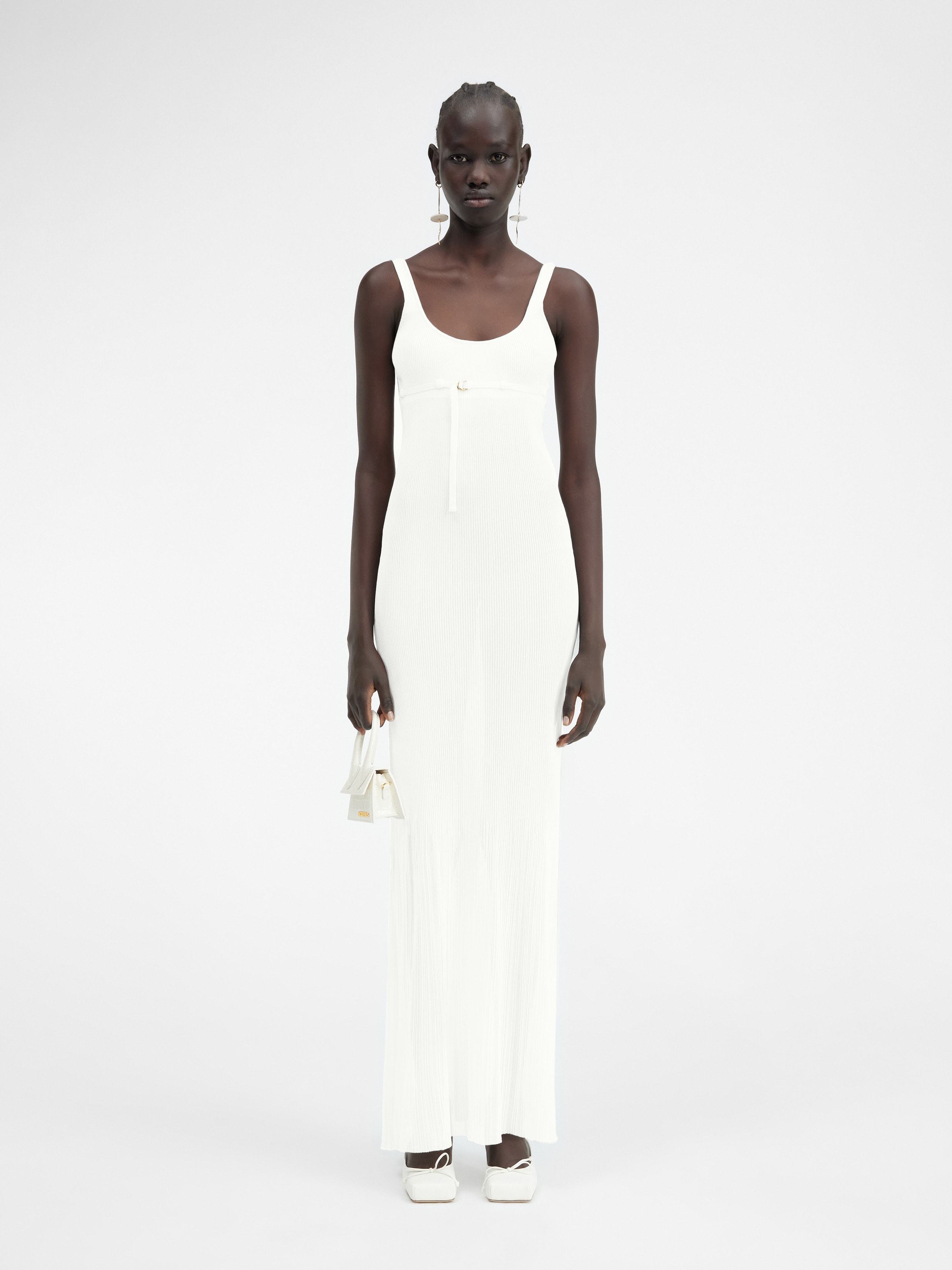 Jacquemus Ruched Cotton-gauze Maxi Dress In White