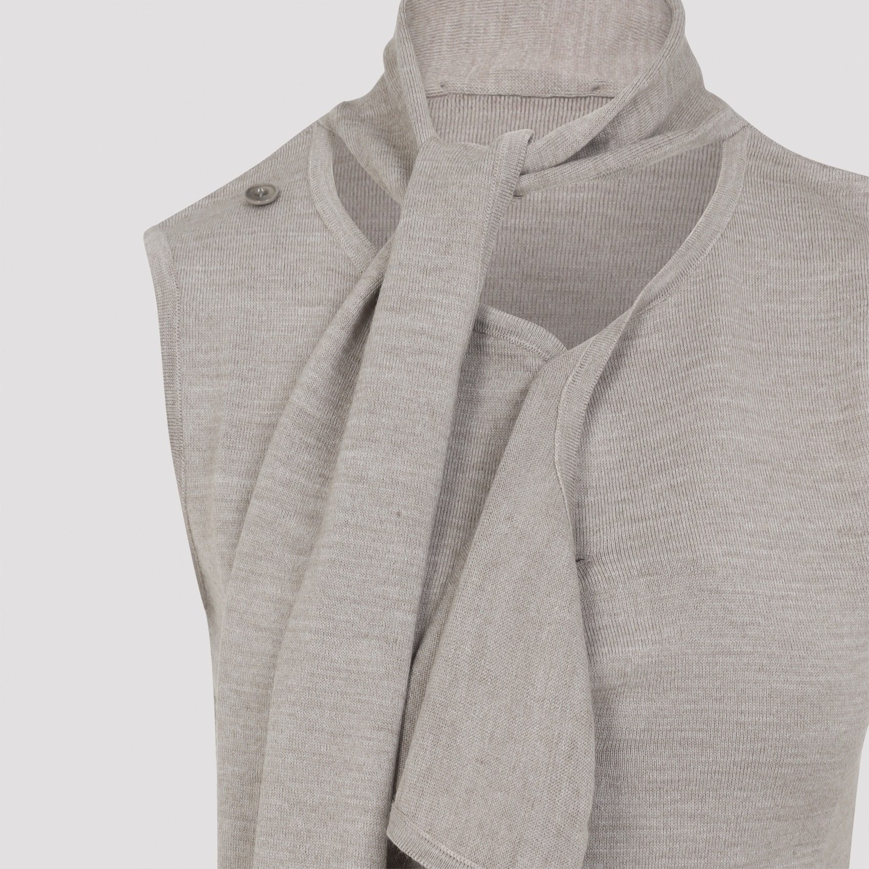 Lemaire Asymmetrical Sleeveless Cardigan Scarf Collar In Brown