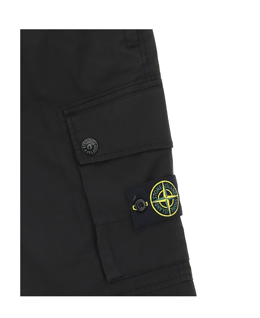 Stone Island Compass-patch Cargo Trousers In Black