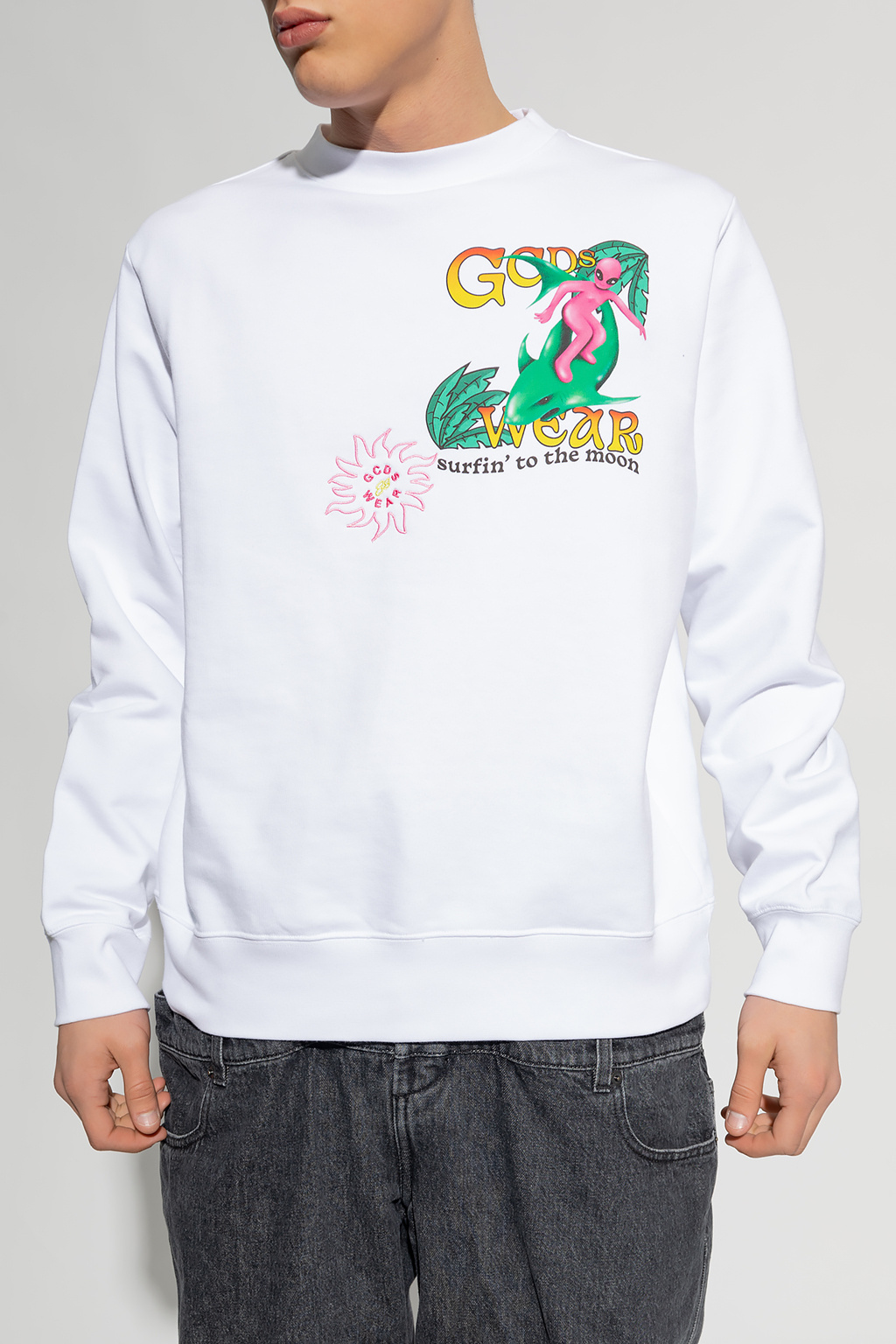 Gcds Graphic-print Crew-neck Sweatshirt In White