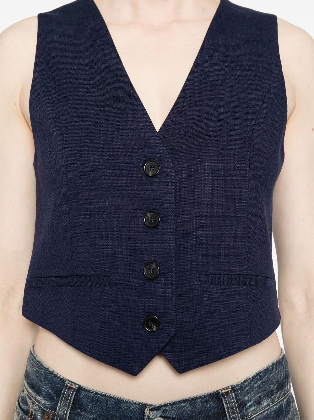 Msgm Slub-texture Waistcoat In Black