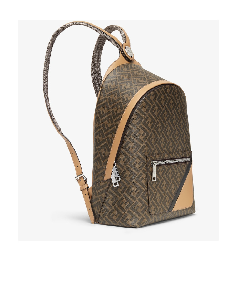 Fendi Chiodo Diagonal Ff-print Backpack In Brown