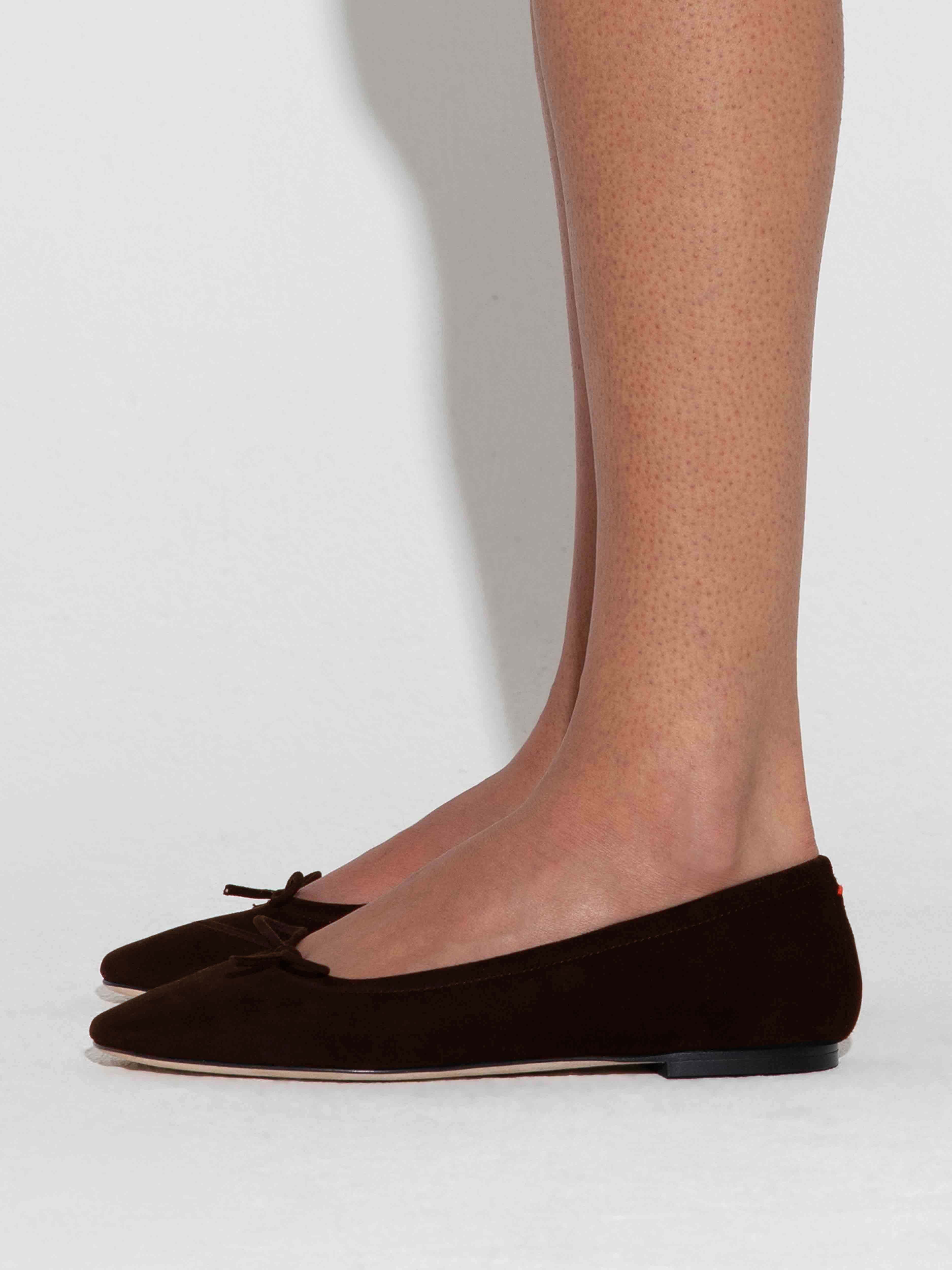 Aeyde Delfina Bow-detailed Ballet Flats In Brown