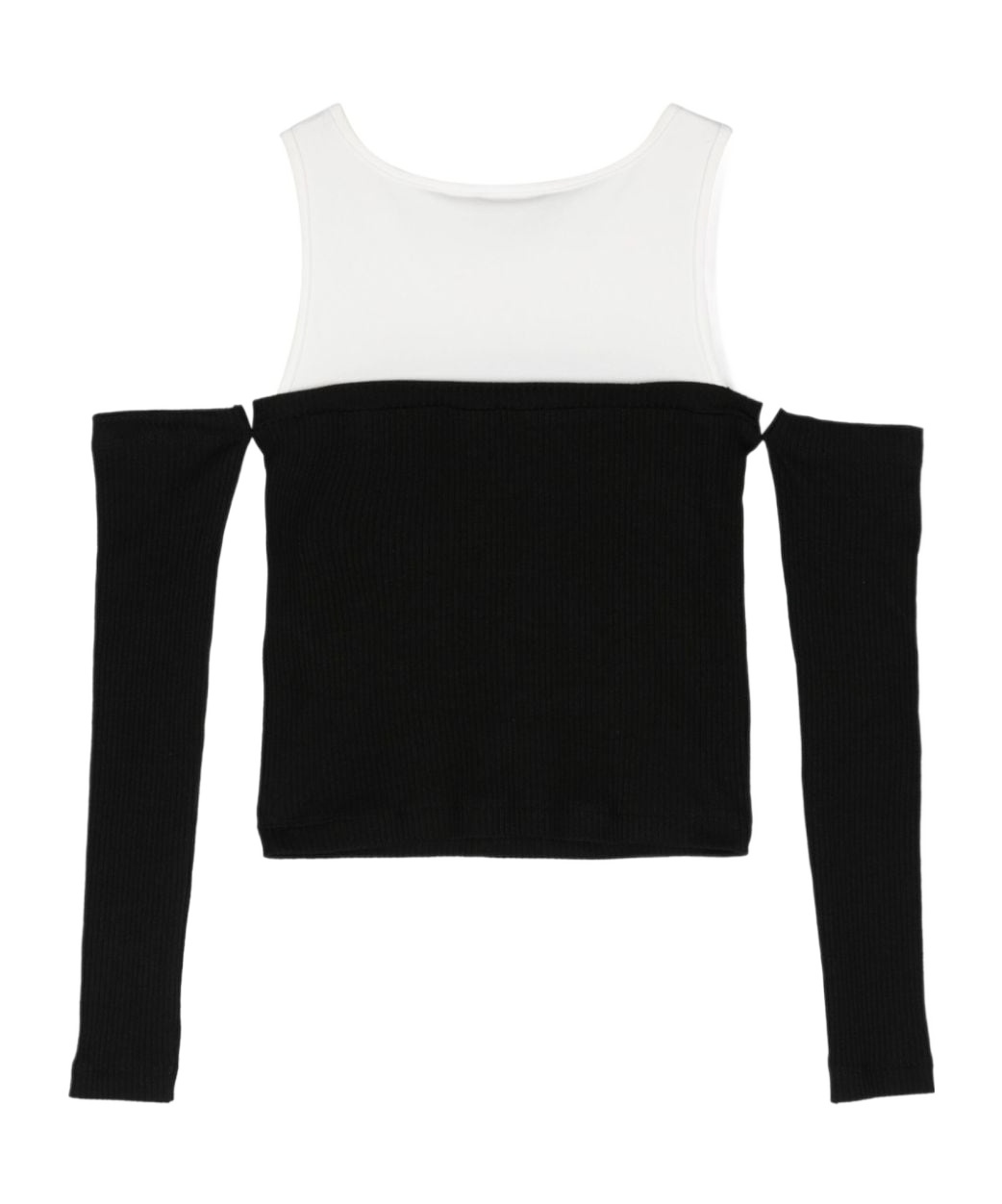 Monnalisa Cold-shoulder Ribbed Top In Black