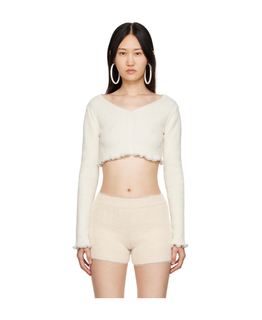 Jacquemus La Maille Santon Cropped Jumper In White
