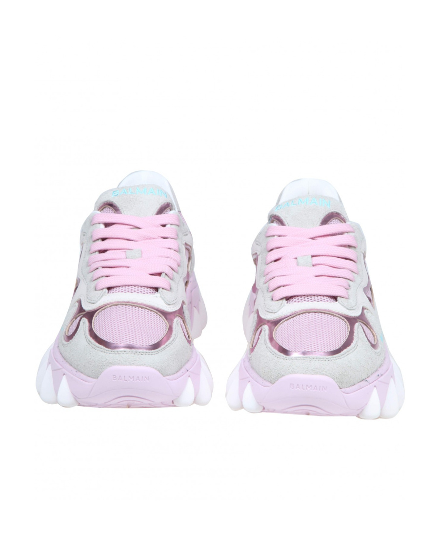 BALMAIN B-EAST TRAINER IN LEATHER, SUEDE AND MESH