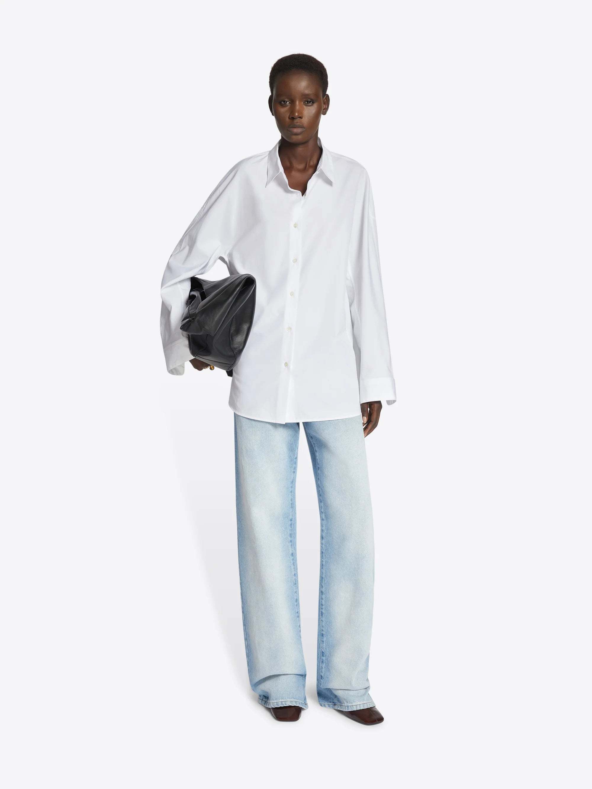Shop Dries Van Noten Lapel Long-sleeved Shirt In White
