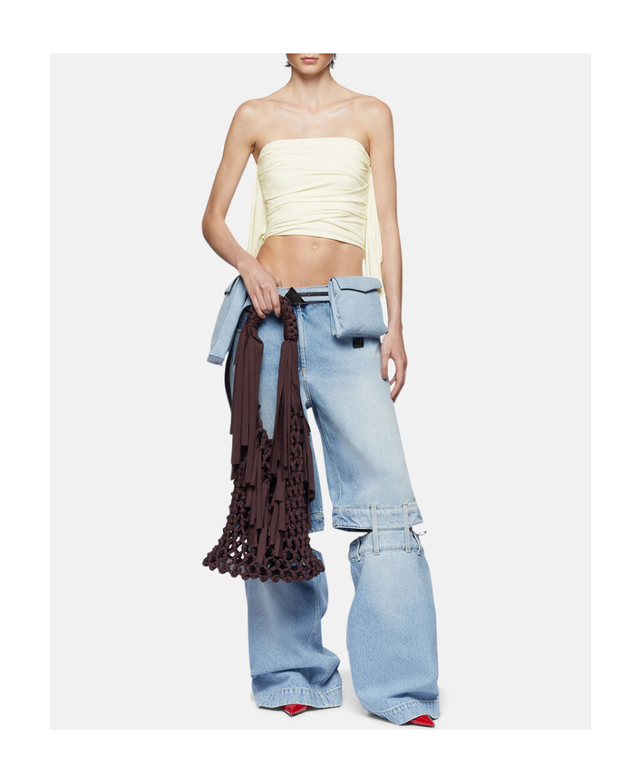 Attico Ashton Mid-rise Wide-leg Jeans In Gray
