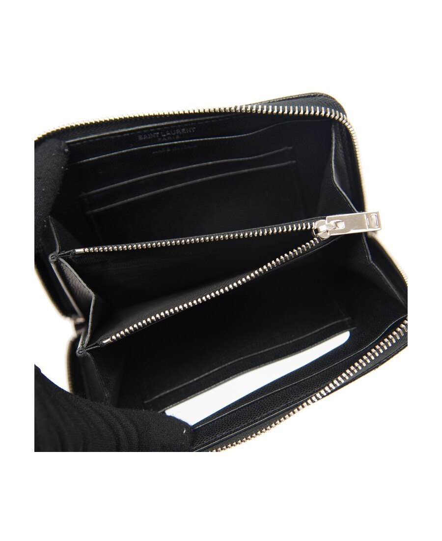 Saint Laurent Monogram Zipper Wallet In Black